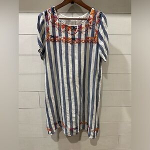 THML Women’s Striped Embroidered Dress- size Large